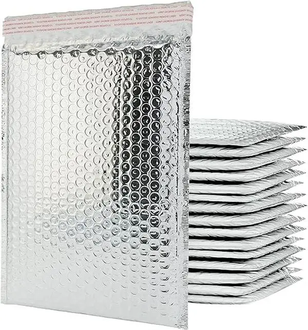 Bubble Mailers 100 Pack, Metallic Foil Bubble Mailer Waterproof Self Seal Shipping, Padded Envelopes for Mailing Packaging- Silver