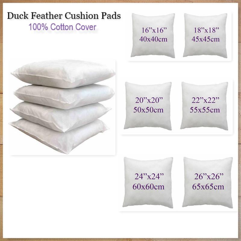 Duck Feather Cushion Pads Inners Inserts Fillers Scatter 100% Cotton Down Proof Cover Hypoallergenic Cushions 16",18",20",22",24",26" 1