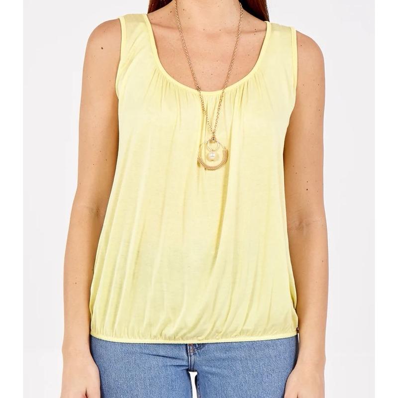 Shakira Bubble Hem Vest Top T-shirt Round Neck Sleeveless Elasticated Gathering Top Women’s Comfort Womenswear Basic Clothing   Casual 7