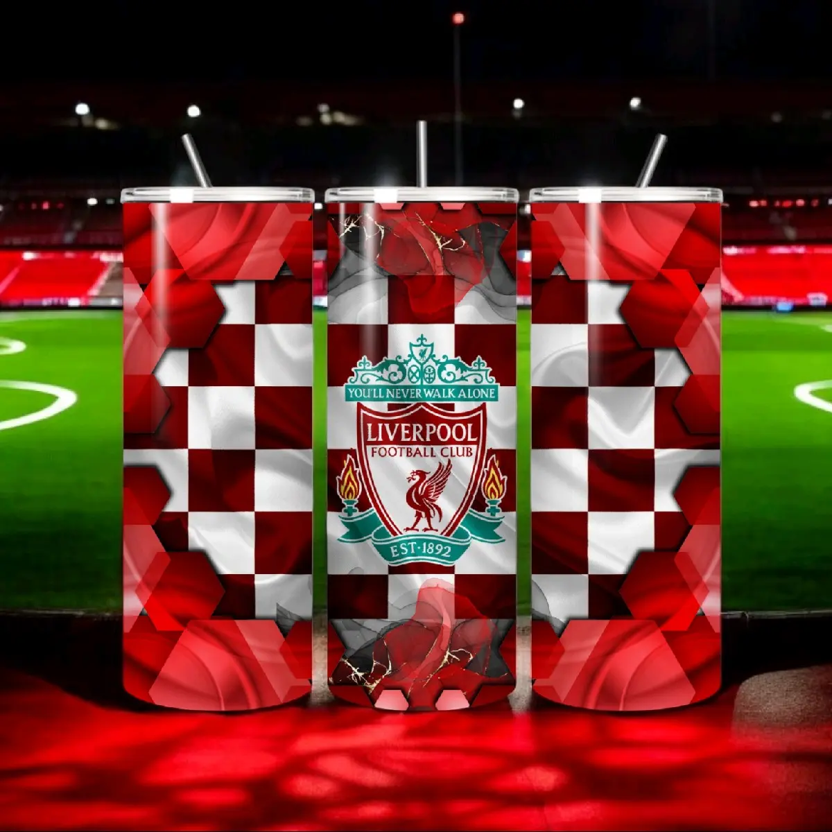 Football Inspired Skinny Tumbler with Lid & Plastic Straw - 20oz - Mug, Drinkware Beverage Stylish Water Bottles Bottles Reusable Washable Portable cups