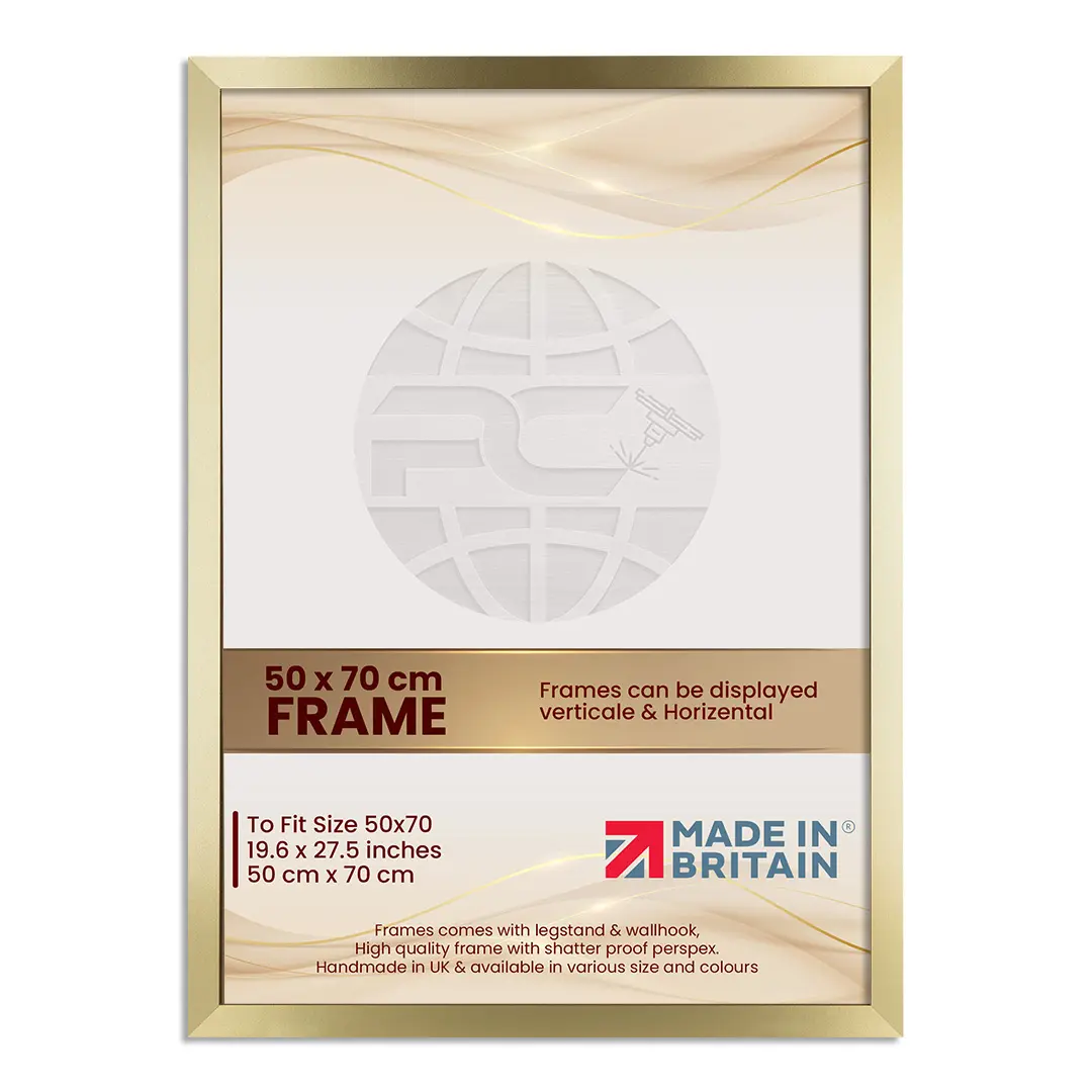 Procut Global Modern Picture Frames 50x70CM Gold -with Safe Perspex Front & Wall Hanging Hooks - Premium High-Quality Synthetic Wood Handmade Frames Decor Photo