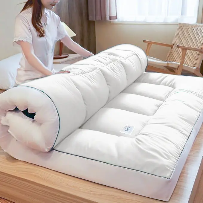 Extra Thick Mattress Topper 10cm Deep Hotel Quality Thickness With Elasticized Corners | Soft & Comfy Box Stitched Hotel Quality Breathable Noiseless Washable Anti Slip Fluffy Mattress Topper Supersoft Heavy Fill-Stitched and Elasticated Corner Strap uk