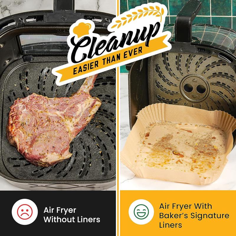Disposable Air Fryer Liners - 240 Pcs Greaseproof Air Fryer Paper Liner - 20 cm (8 in) Square Sheets for 5.5-9 L Baskets, Oven, Pans 1