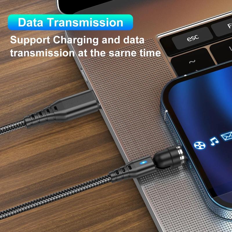 Magnetic Charging Cable 3 in 1 Magnet USB Cable 360 ° + 180 ° Rotating Charging Cable 3A Fast, 1M or 2M Nylon Braided Magnetic Cable Compatible with Micro USB,Type C/USB C,I-Phone, for phone, Tablets, and more, 3A USB C to USB C fast charging cable. 7