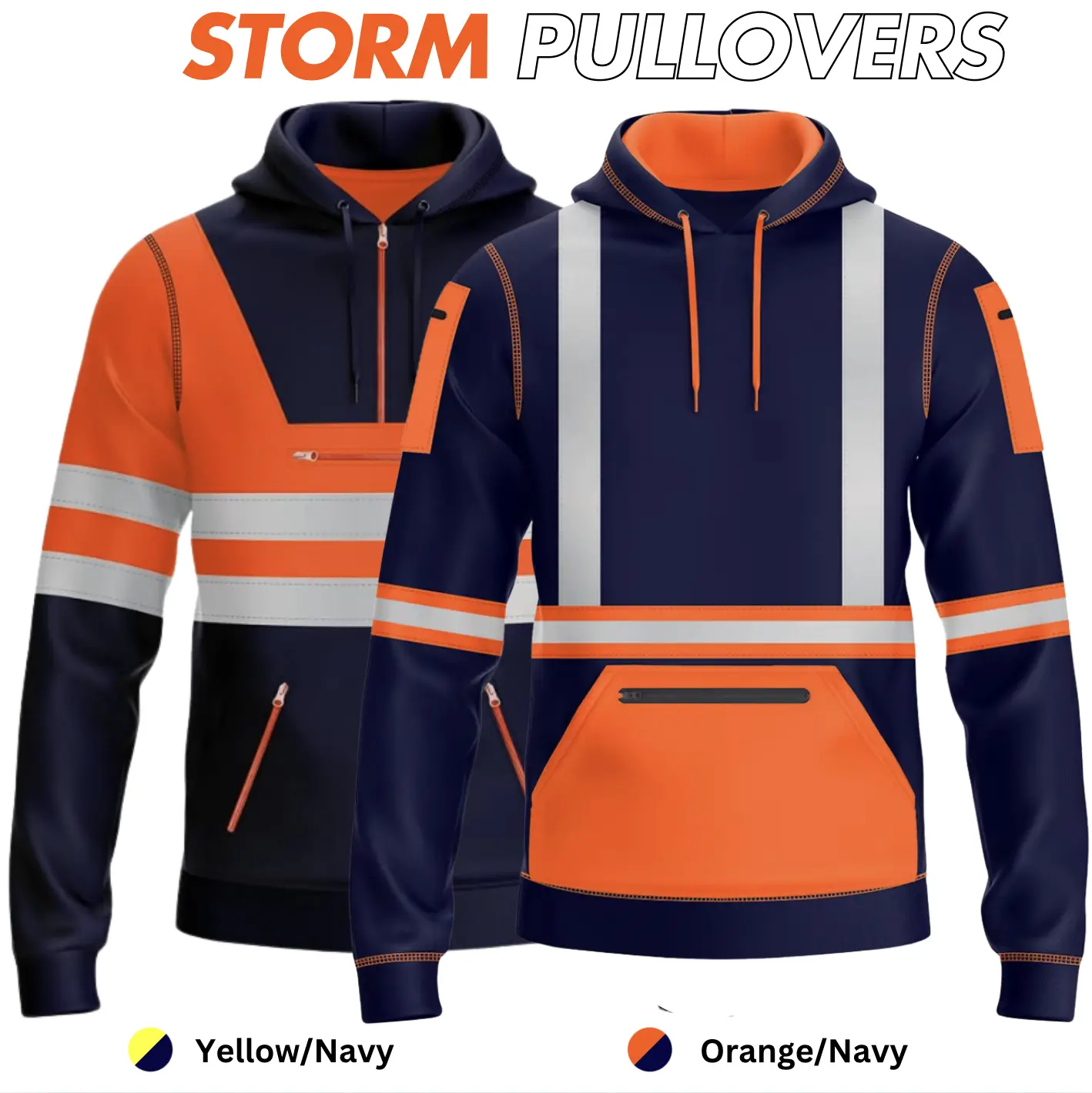 GM high visibility hi viz hi vis Pullover hoodie storm range workwear mens tradesmen hoodie workwear hoodie fleece jumper menswear work Multifunctional scaffolding bricklaying construction workers laborer