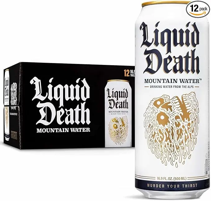 Liquid Death Mountain Water 12 x 500ml Cans - Refreshing Beverage