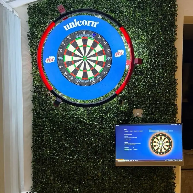 Bespoke Custom printed 3D dartboard light rings with auto darts arms including camera mounts and cameras. 0