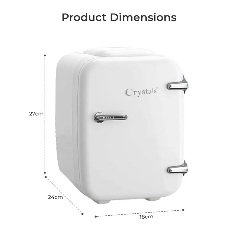 4L Portable White Mini Fridge Table Top Electric Small Cooler Bedroom Ice Box Office 4