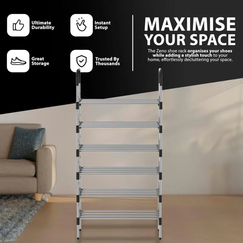 4-6 Tier Shoe Rack Stand Heavy Duty Sturdy Storage Self Organiser Up to 24 Pairs 7