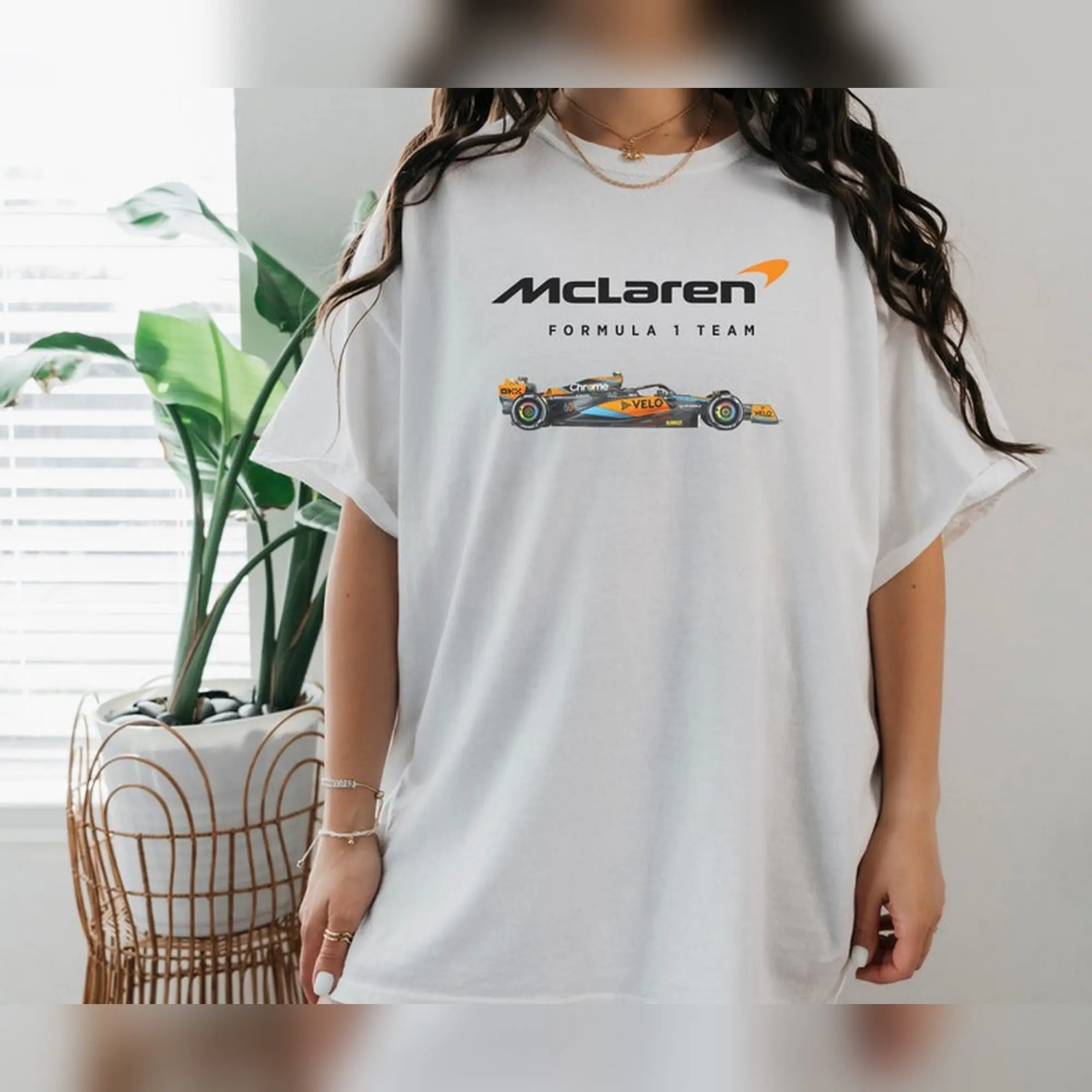 Mclaren Unisex Gildan 5000 T-shirt Formula One F1 Tee Gift of Lando Norris and Oscar Piastri Racing Shirt Inspired Aesthetic Racing Clothing