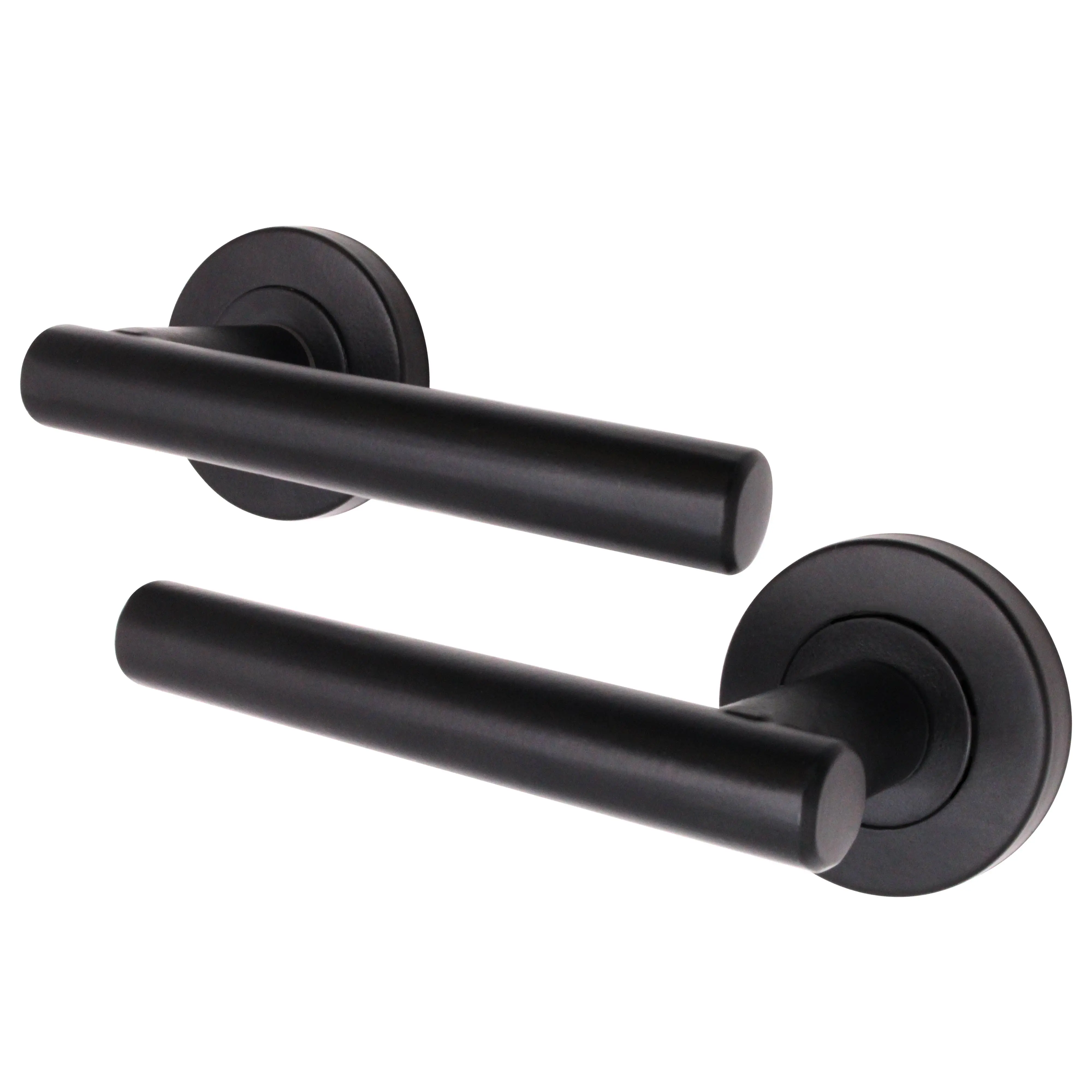Olbia Matt Black Lever on Rose Door Handles