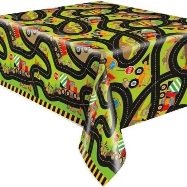 Plastic construction party tablecloth