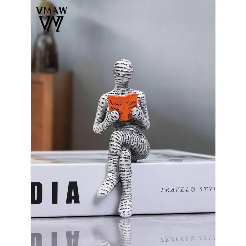 2025 1pc Resin Abstract Figurine Reading A Book Shape Home Decoration Ornament Best Gifts Birthday New 0