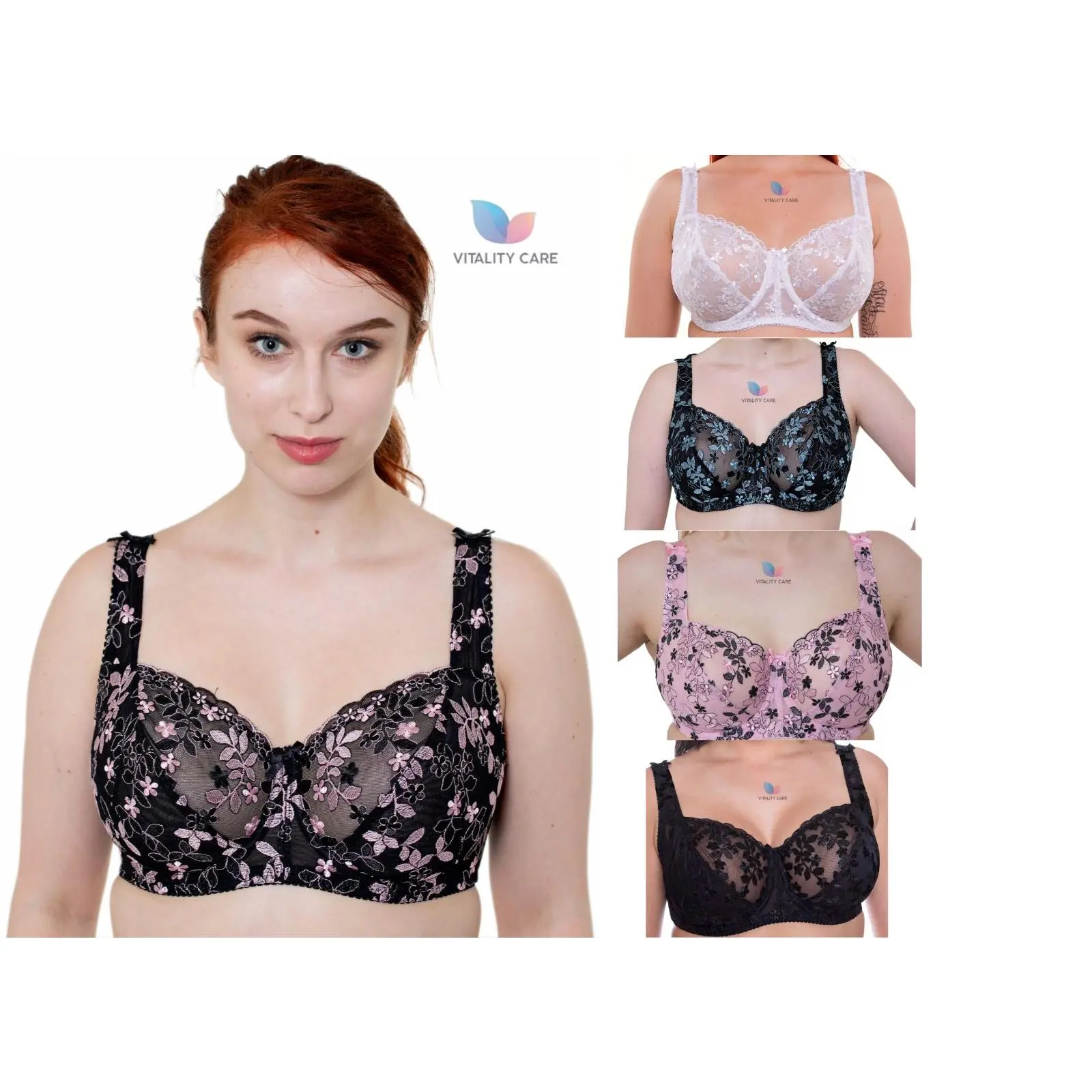 Ladies Full Cup Underwired Bra Plus Size Firm Hold Lace Large Non Padded Uk New