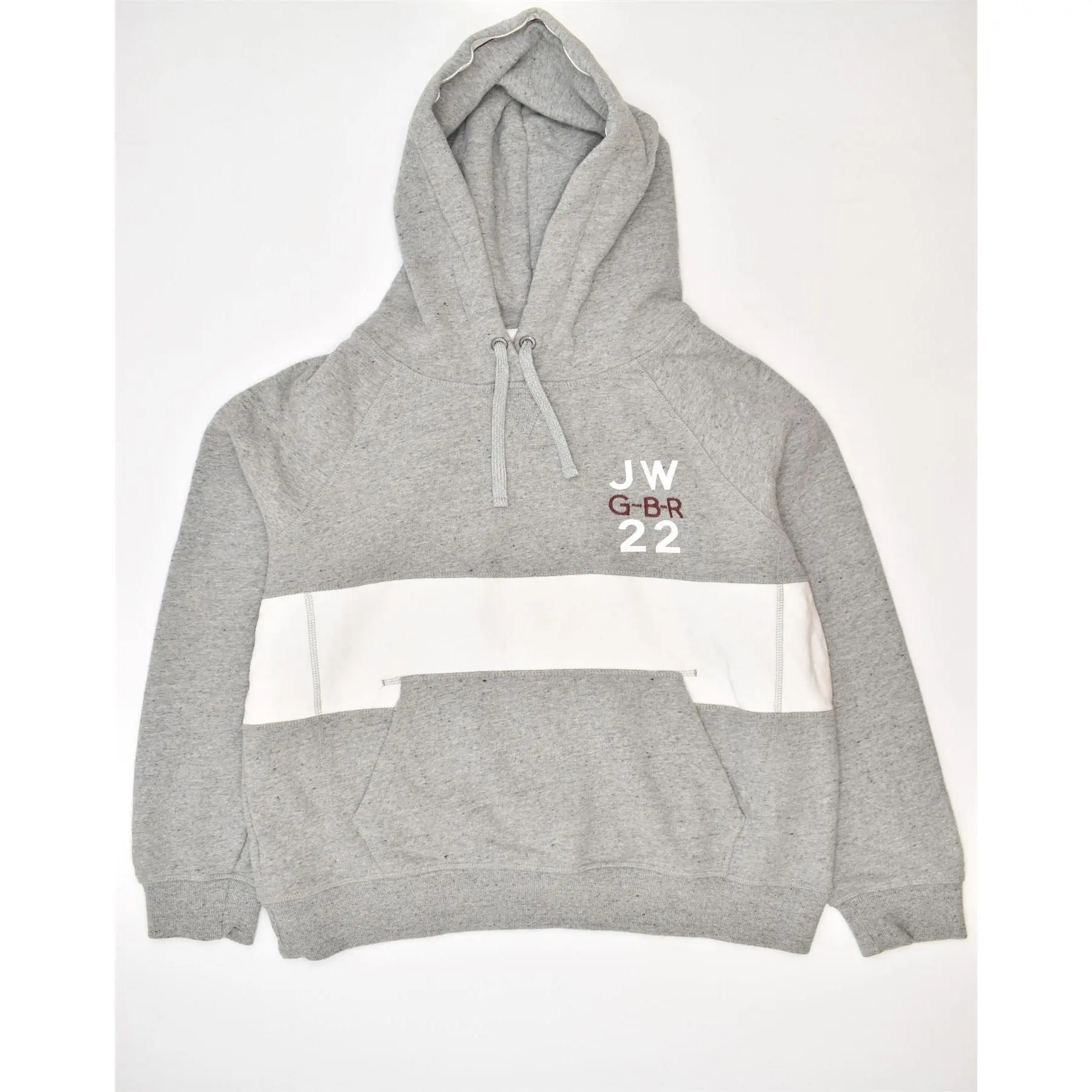 Pre-Owned Vintage JACK WILLS Womens Graphic Hoodie Jumper UK 14 Large Grey Cotton