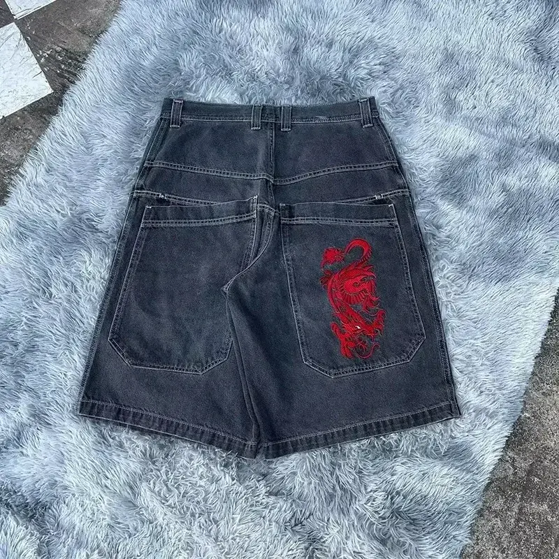 Y2K Baggy Shorts vintage American Streetwear printing Denim Shorts 2000s Hip Hop Men Women Casual Basketball Shorts Streetwear 8