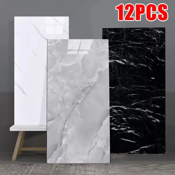 12x Self-Adhesive Marble Tiles Wall Sticker for Kitchen and Bathroom Decor