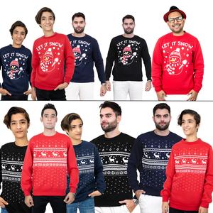 NOROZE Men's Boys Matching Christmas Sweatshirt Dad And Son Novelty Snow Ugly Sweater Unisex Family Xmas Jumper Top UK Sizes 7 Years-XXL Cotton Fabric