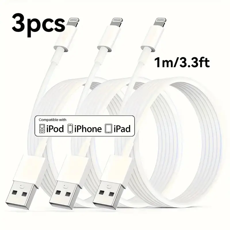 Usb A to Lightening for iPhone Charger Cable, Fast Charging Cable, MFi USB A Charging Cable, for iPhone 13 12 11 Mini Pro XR Xs Max X SE 8 7 6 Plus for iPod for Airpods ,Fast Charging For Ios Devices Smartphone Cellphone Electronic