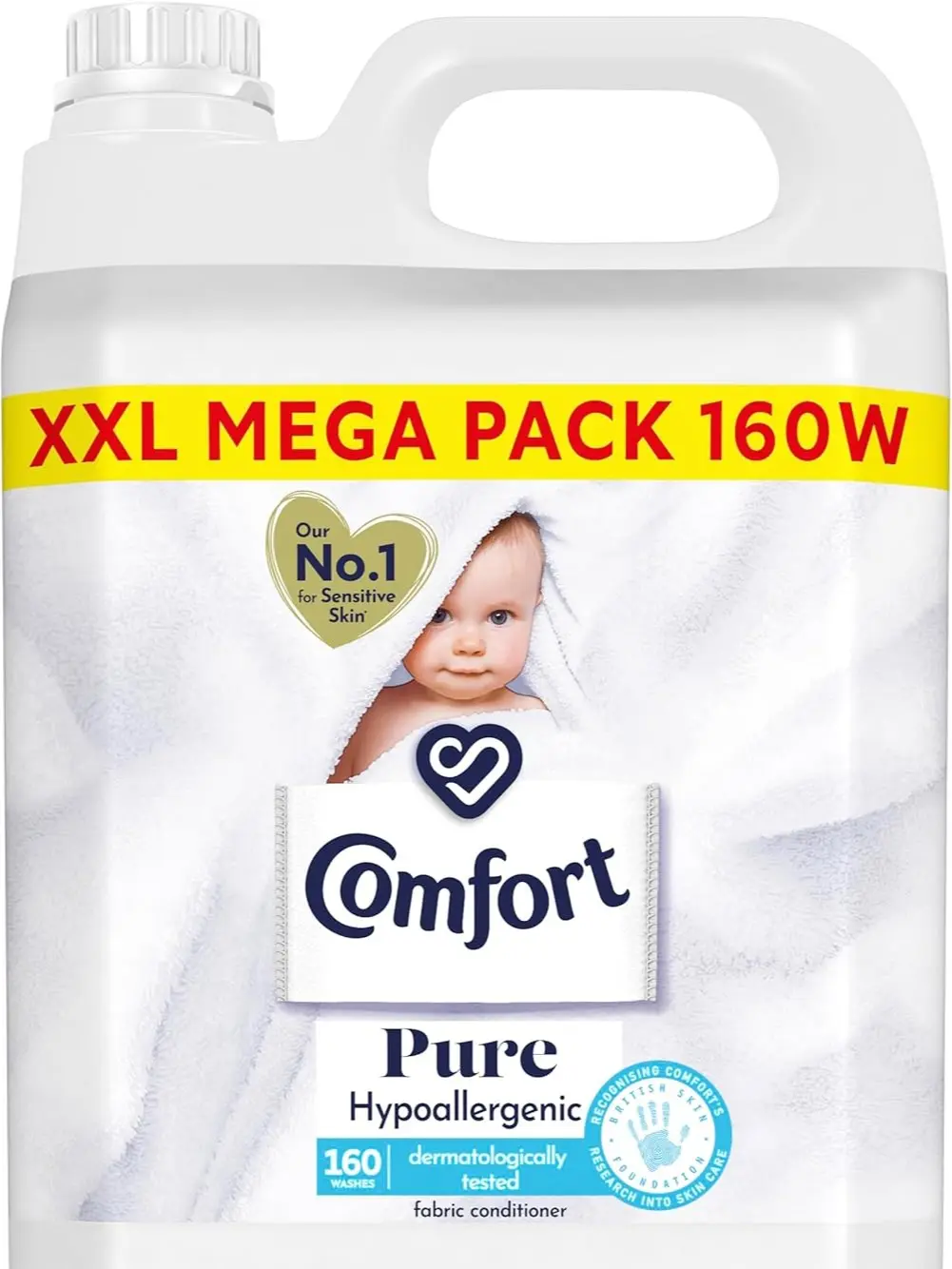 Pure Sensitive Fabric Conditioner dermatologically tested gentle next to sensitive skin 160 washes (4.8 L)