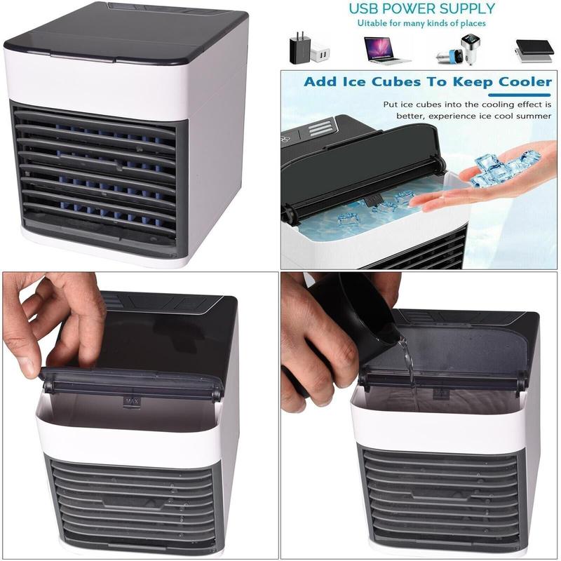 Mini Air Cooler Portable LED USB Air Conditioner Fan Humidifier Purifier Cooling 7
