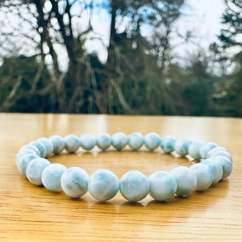 RARE Larimar Crystal Bracelet - Intuition, Relaxation, Releasing Fears, Emotional Balance, Communication, Love - Healing, Meditation, Reiki 3