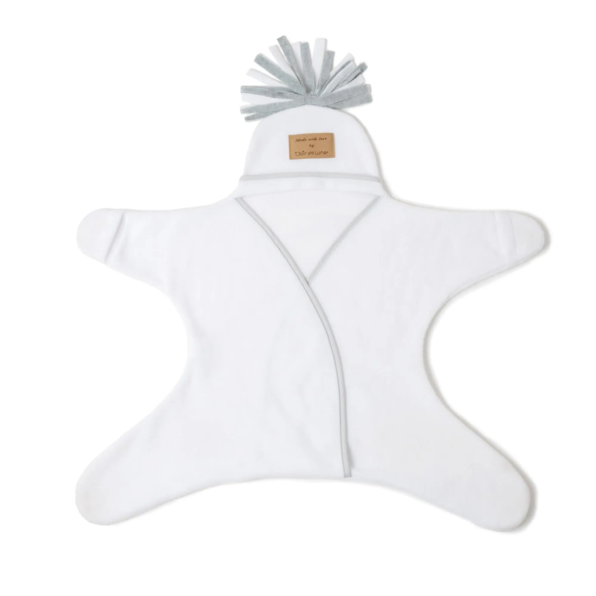 Clair de Lune Star Fleece Baby Wrap Blanket (06 Months) White