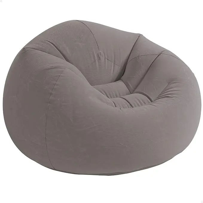 Grey Beanless Bag Chair Inflating Furniture - Bean Bag - 1.14 m x 1.14 m x 71 cm outdoor  firepit