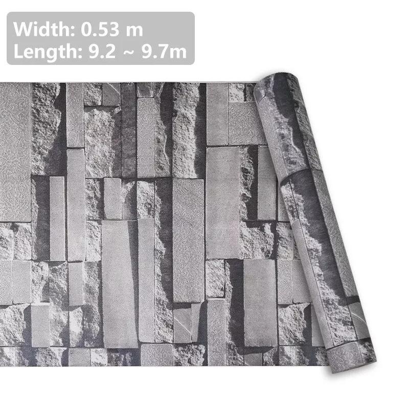 3D Effect Grey Brick Wallpaper Wall Shimmer Tones Effect Faux Metallic Feature 4