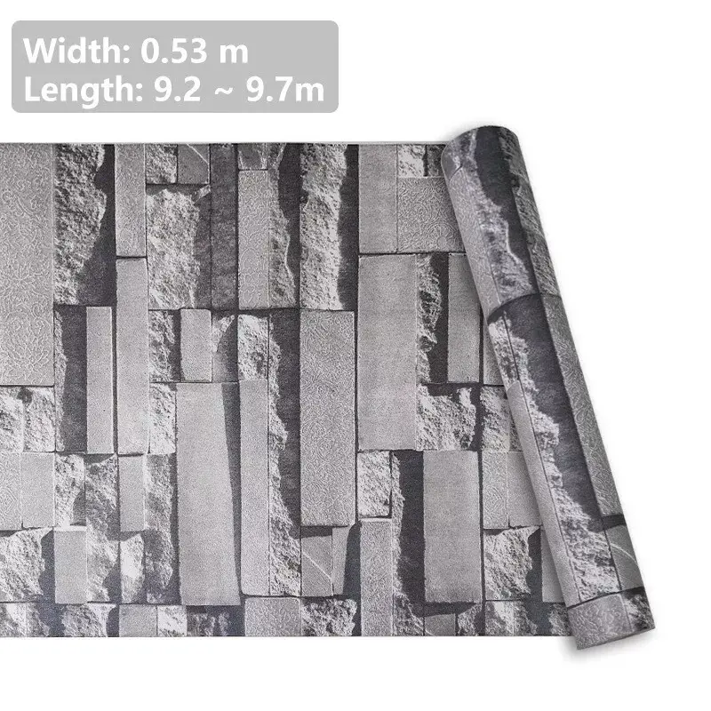 3D Effect Grey Brick Wallpaper Wall Shimmer Tones Effect Faux Metallic Feature 4