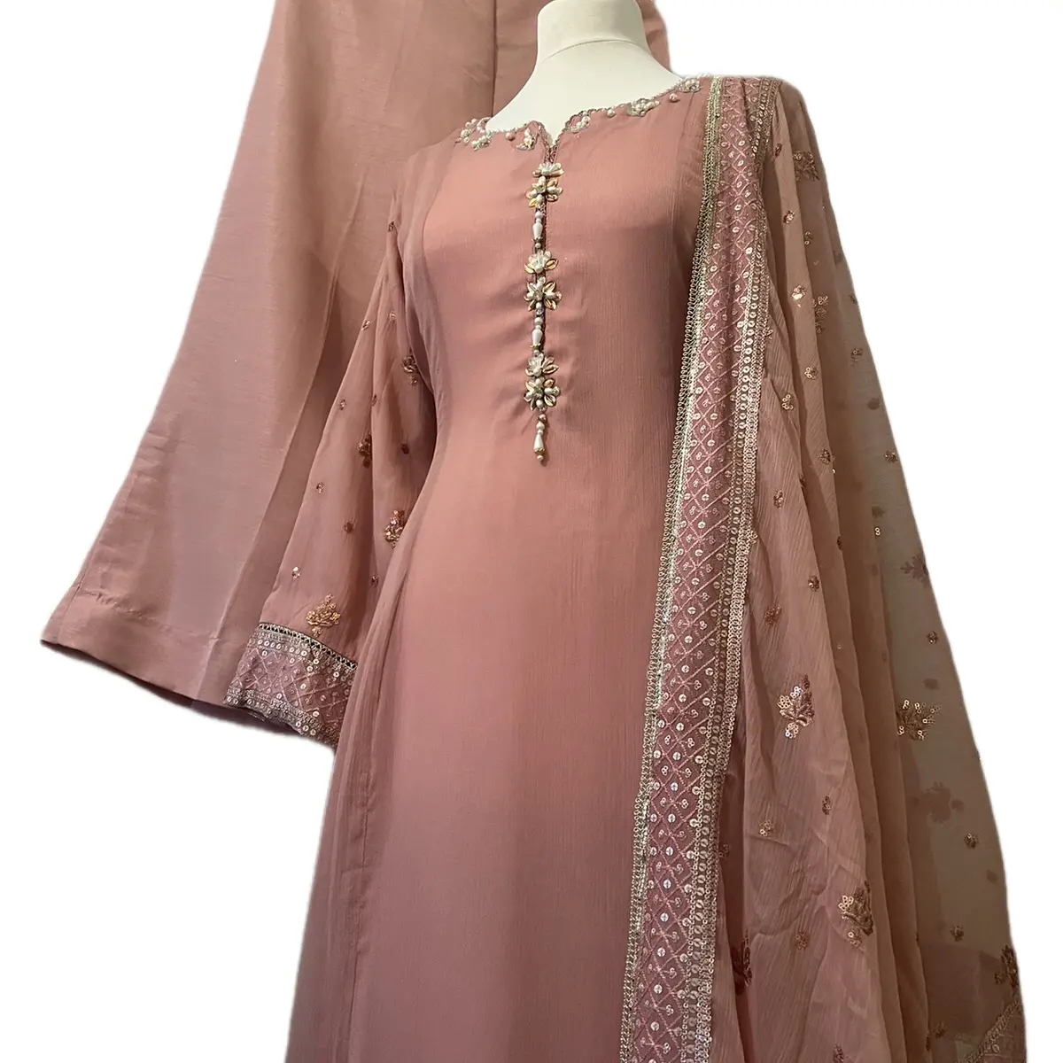 Nafiya Teapink Chiffon Faiza saqlain Pakistani suit