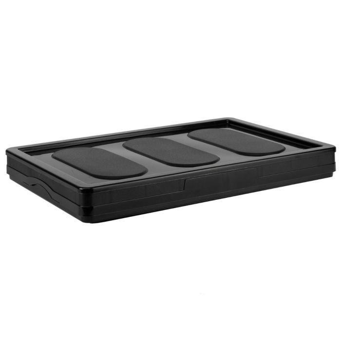 30L Black Storage Box with Lid Folding Stackable 30 Litre Lidded Plastic Organiser Cover 3