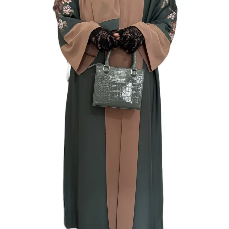 Sage Green Embroidery Abaya/Occasion Wear Modest Outfit /Muslim Abaya/Woman Fashion/Hijab styles/ Floral 1