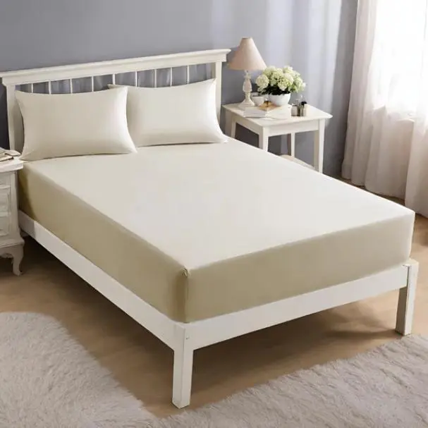 Awesome Store UK Deep 25cm Fitted Sheet 10 Inch / 25cm Brushed Microfiber Plain Dyed King size Fitted Bed Sheets Corner Elastic Bottom Bedsheets No Pillow Cases – Cream