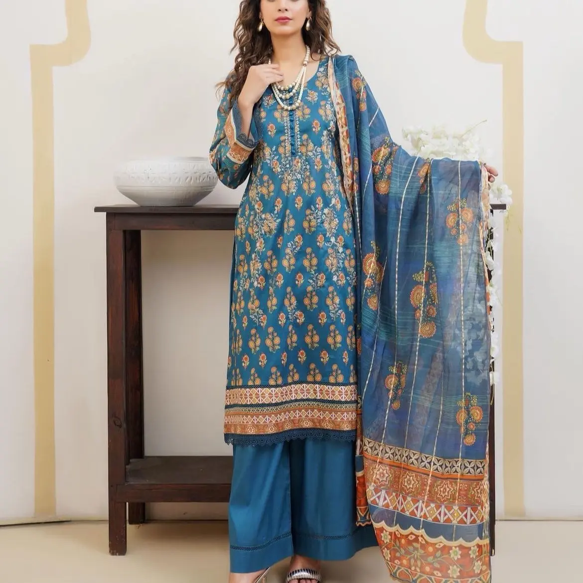 ML5 D3 013 Ladies Pakistani Readmade Shalwar Kameez Suit with prints and embroidery Casual Summer Womenswear Clothing