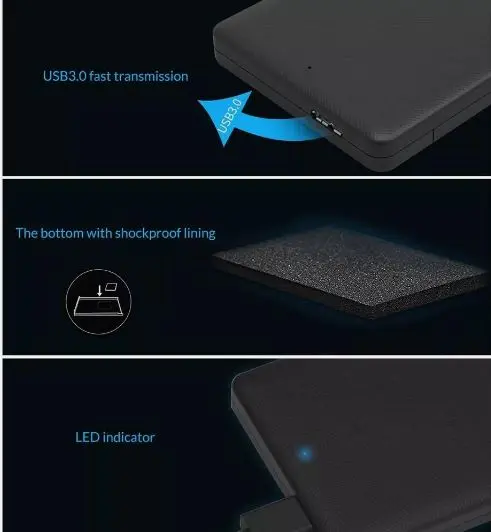 ORICO External SATA III 2.5 Inch USB 3.0 HDD/SSD Enclosure Case, Trayless Design, Tool-Free, Hot Swap, up to 4TB Capacity 3