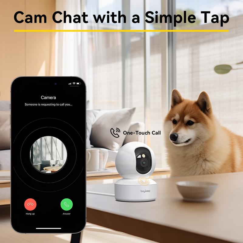 2PCS BoyKeep 5g/2.4ghz WiFi Smart Camera, 2K High-definition Indoor Safety Monitor, Special Safety Camera For Babies And Pets, 360° Panoramic Surveillance Video, Night Vision, Two-way Calls, Memory Card And Cloud Storage, K30 7