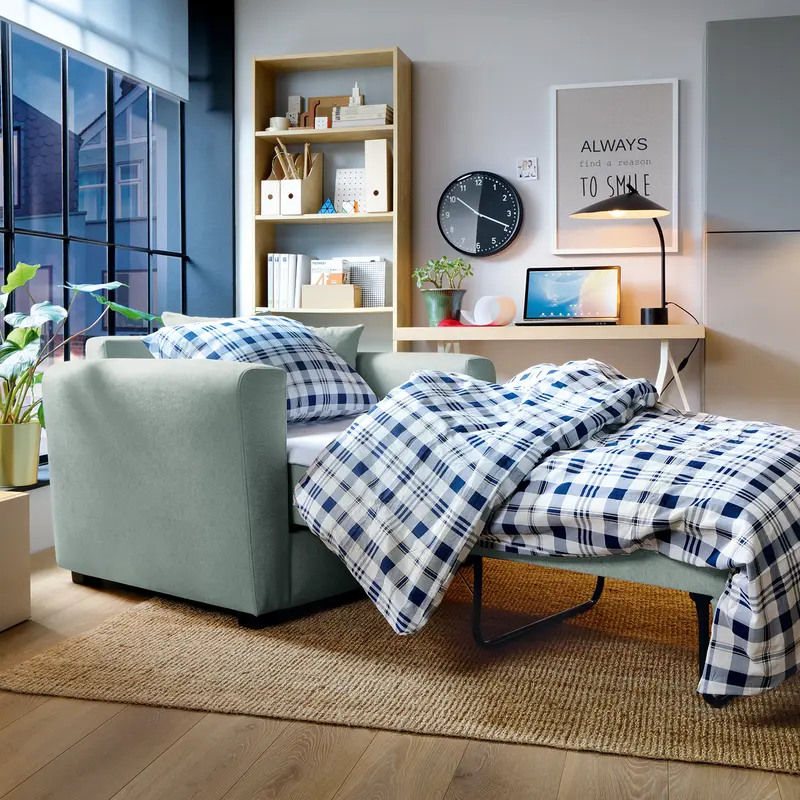 Olly Linen Single Sofa Bed in Pistachio Green 2