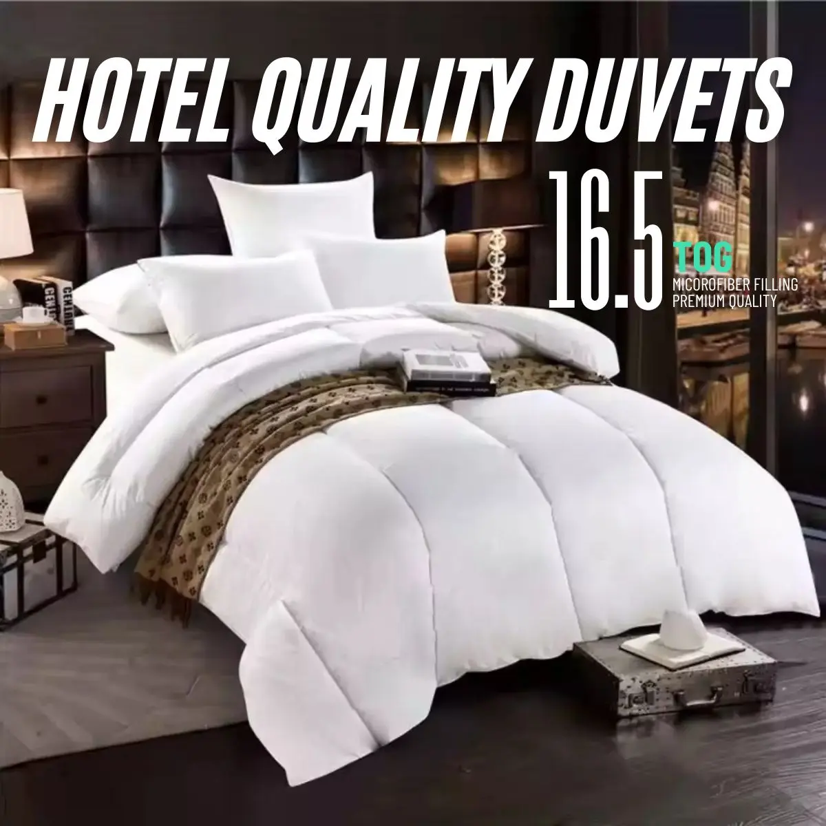 MicroFiber Duvet Quilt 16.5 Tog Extra Deep Hotel Quality - All Sizes, White