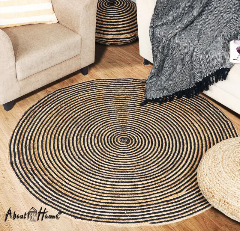 Jute and Cotton Braided Round rugs - Area Rugs - CHAKRA Round Rugs 3