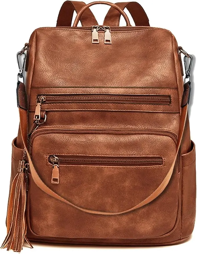 Chic Large Capacity Women's Leather Backpack - Versatile & Stylish, Adjustable Straps, Zip Closure, Available in 3 colors, Waterproof Casual laptop bag School Shoulder Bag for Ladies