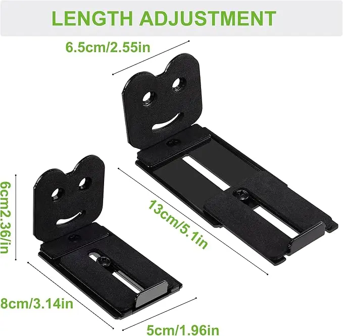 Adjustable Soundbar Mount, Universal Sound Bar Wall Brackets Works with Most Sound bar Mounts, Length Adjustable 3.4''-5.2'', Removable and Lockable Mounting Bracket 1