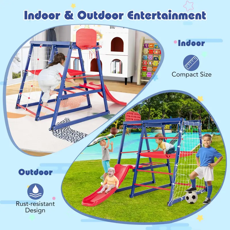 COSTWAY 7 In 1 Kids Jungle Gym Set for Toddlers Ages 3-7 8