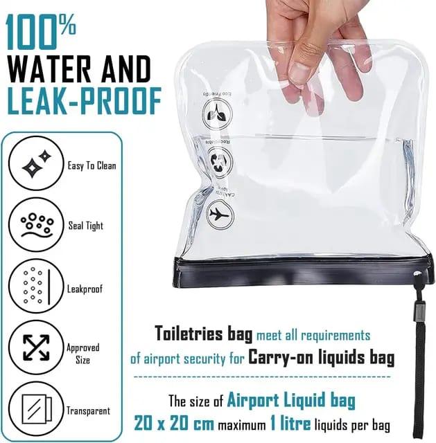 2pcs Pack Clear Toiletry Bag – Travel Cosmetic Bag, Luggage Pouch Travel Organizer Transparent, 20cmx20cm 3