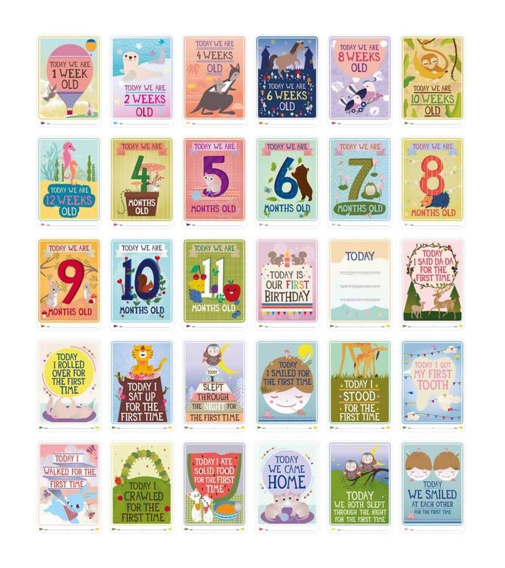 Twin Milestone Original Baby Keepsake Cards - Set of 30 for Newborn Twins First Year Memories 2