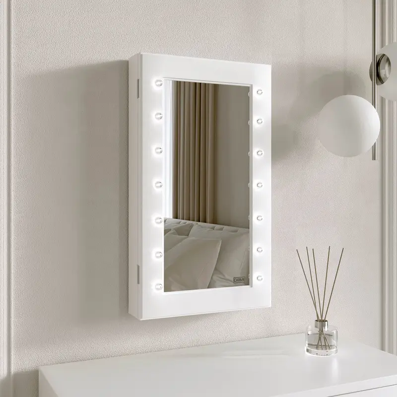 Katie White LED Mirrored Jewellery Cabinet 0