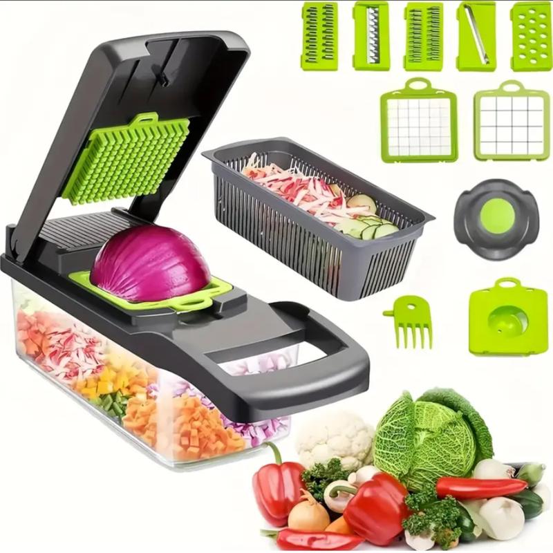 6/16pcs/Set, Vegetable Chopper, Multifunctional Fruit Slicer, Manual Food Grater, Vegetable Slicer, Cutter With Container, Onion Mincer Chopper, Household Potato Shredder, Kitchen Stuff, Kitchen Gadgets, Dorm Essentials Utensils 0