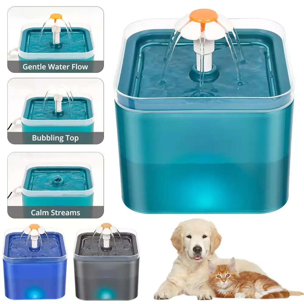 2L Cat Water Fountain for Pet Dog LED Drinking Water Bowl Automatic Dispense