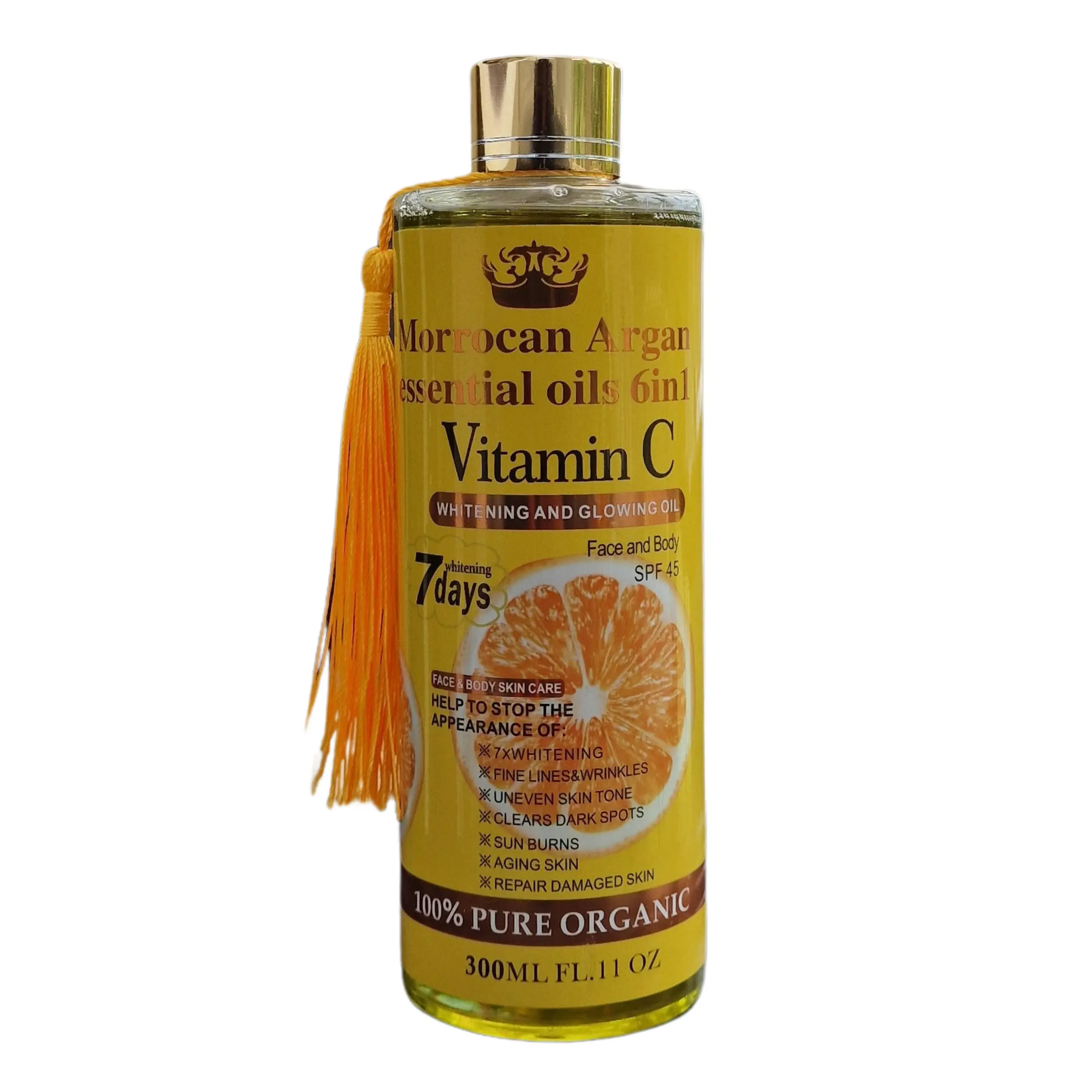 Morrocan Argan Essential Oils - Vitamin C 6-in-1 Whitening & Glowing (300ml / 11 Fl. 0z) Body Care Blend