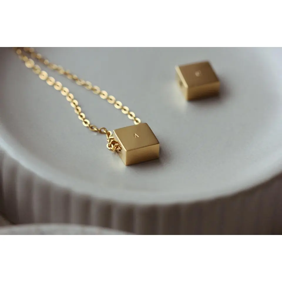 Waterproof NAVY Square Initial Necklace